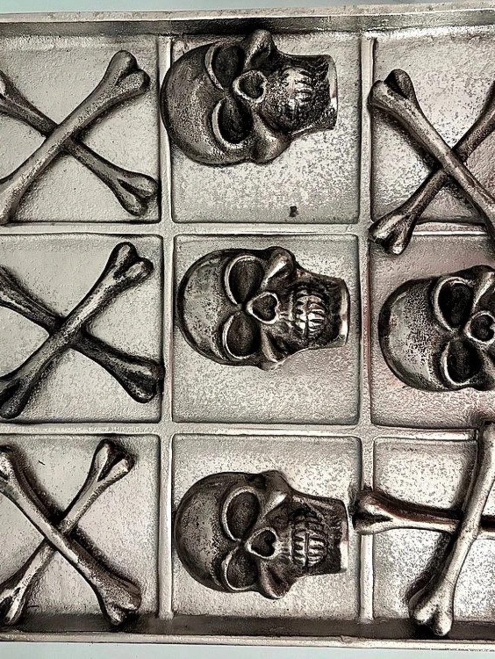 RARE Skull and Bones Tic Tac Toe Set Silver Brass